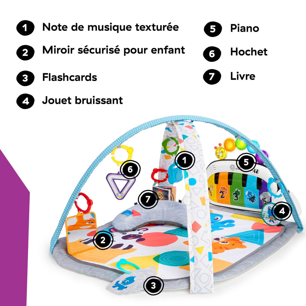 Baby Einstein 4-in-1 Kickin' Tunes Music and Language Play Gym and Piano Tummy Time Activity Mat
