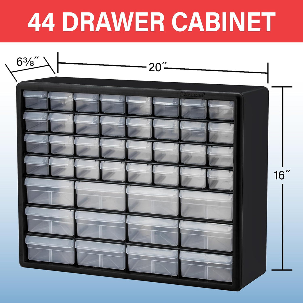 Akro-Mils 26-Drawer Plastic Drawer Storage Cabinet for Garage Organization, Bead Organizer, Building Bricks Storage, Teacher Toolbox, Makeup Organizer, 20" W x 6" D x 10" H, 10126 Yellow