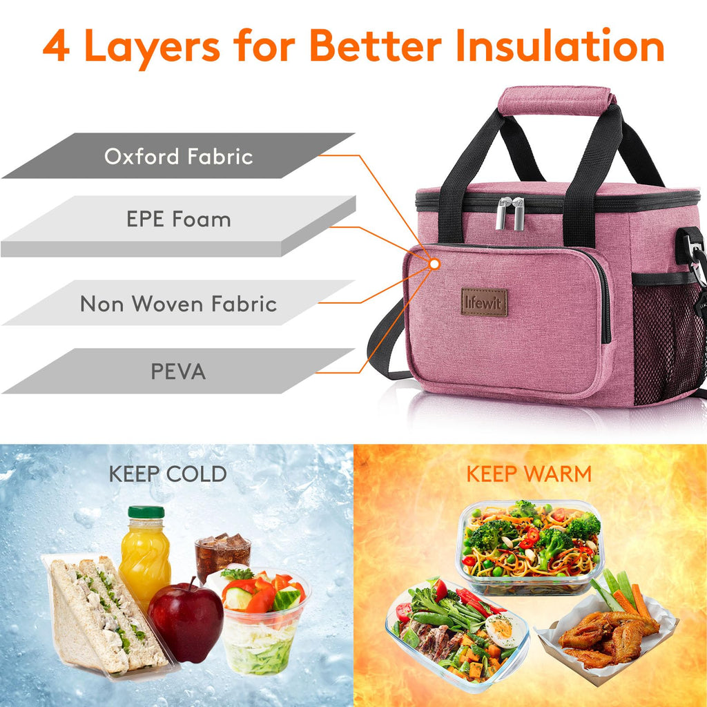 Lifewit Medium Lunch Bag, Insulated Lunch Box, Soft Cooler Cooling Tote for Adult Men Women, Black 12-Can (9L)
