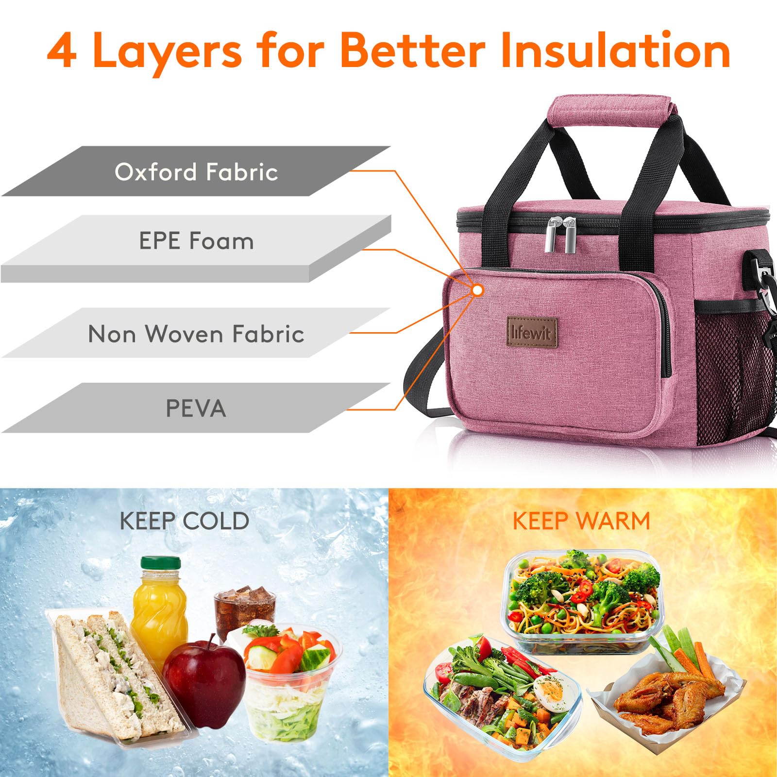 Lifewit Medium Lunch Bag, Insulated Lunch Box, Soft Cooler Cooling Tote for Adult Men Women, Black 12-Can (9L)