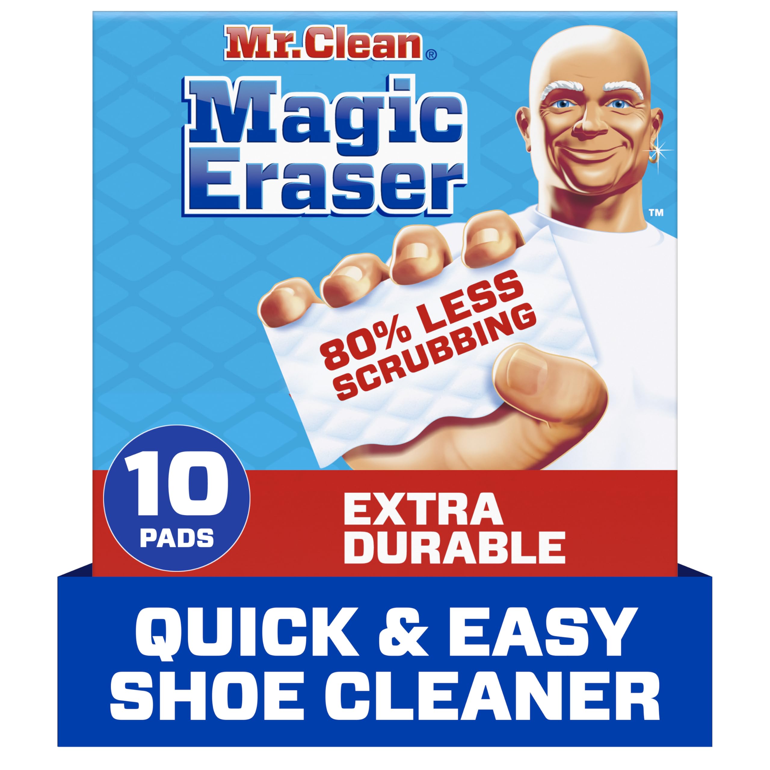 Mr. Clean Magic Eraser Sponge, All Purpose Cleaner, Cleaning Scrubber, Wall, Sneaker, Kitchen, Bathroom, Shower Cleaning Supplies, Melamine Sponge, Cleaning Pads, Whole Home Extra Durable, 12ct
