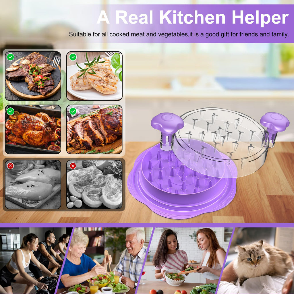 SURETIVIAN Chicken Shredder Tool Twist Large Chicken Breast Shredder with Brush&Fork, Visible Meat Shredder Machine, Strong Anti-Slip Strip, Ergonomic Handle, BPA Free, Suitable for Pork Beef Chicken