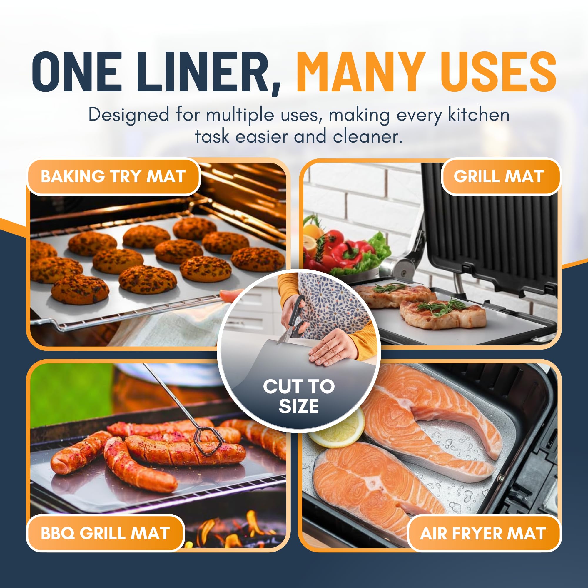 Oven Liners for Bottom of Oven - 2 Pack Large Heavy Duty Mats, 17”x25” Non-Stick Reusable Liner for Electric, Gas, Toaster Ovens, Grills - BPA & PFOA Free Kitchen Accessory to Keep Oven Clean (Black)