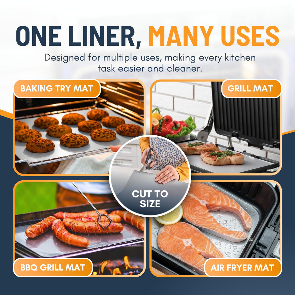 Oven Liners for Bottom of Oven - 2 Pack Large Heavy Duty Mats, 17”x25” Non-Stick Reusable Liner for Electric, Gas, Toaster Ovens, Grills - BPA & PFOA Free Kitchen Accessory to Keep Oven Clean (Black)