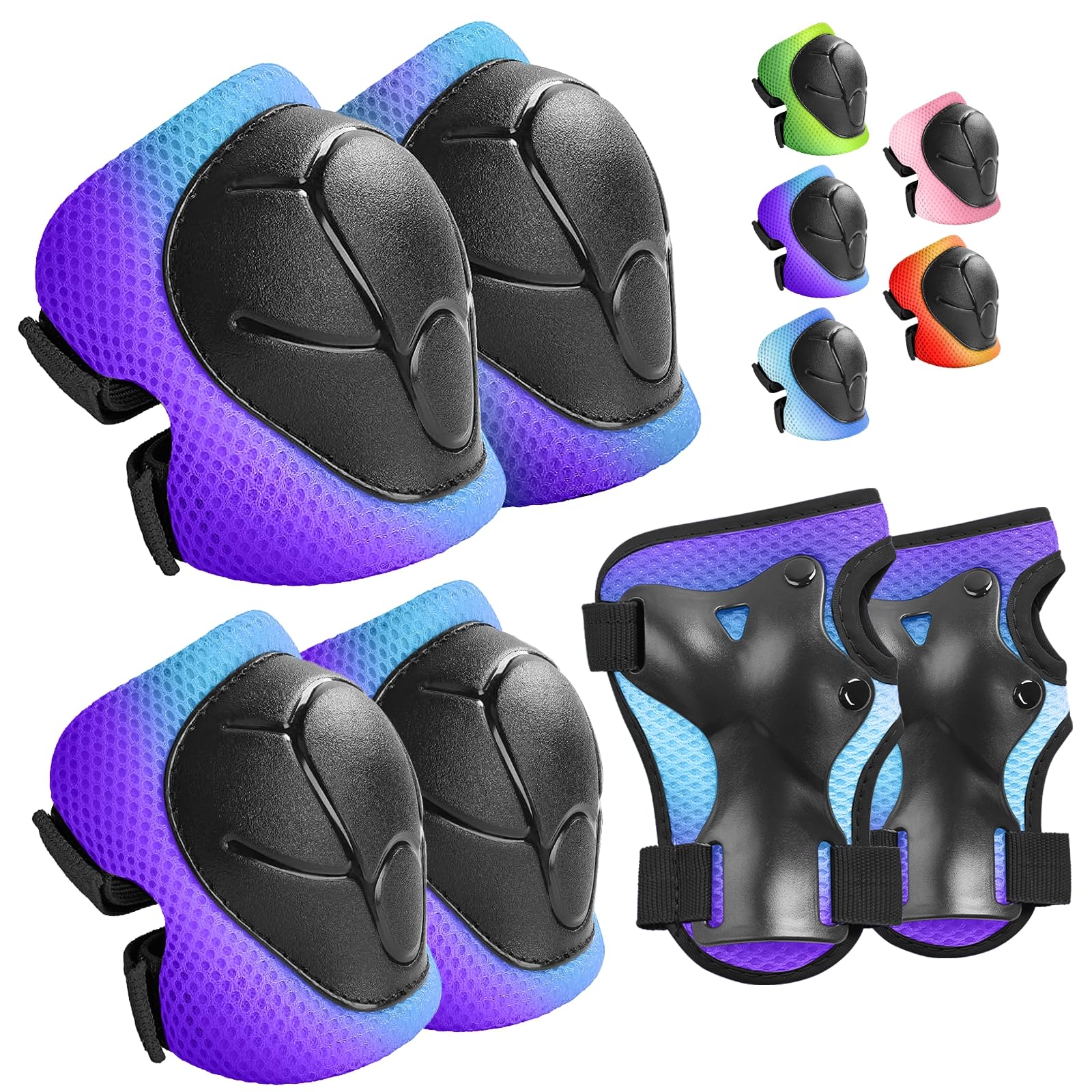Wemfg Kids Protective Gear Set Knee Pads for Kids 3-14 Years Toddler Knee and Elbow Pads with Wrist Guards 3 in 1 for Skating Cycling Bike Rollerblading Scooter