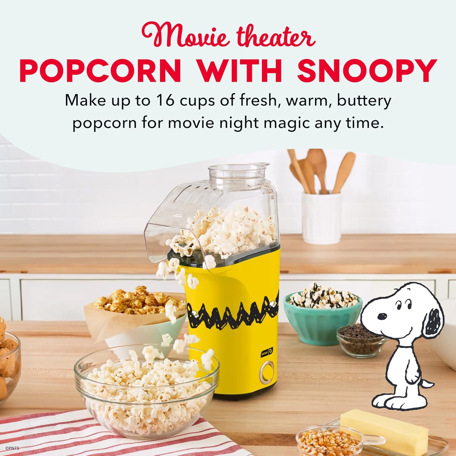 DASH Fresh Pop Popcorn Maker - Oil-Free, Air Popcorn Popper - With Measuring Cup & Recipe Guide - Perfect for Movie Nights - 16 Cups, Aqua