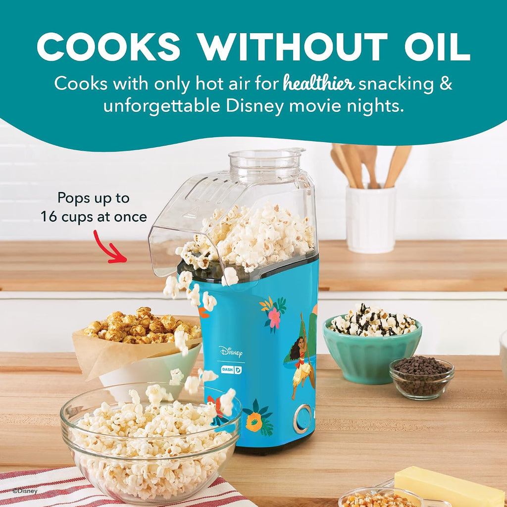 DASH Fresh Pop Popcorn Maker - Oil-Free, Air Popcorn Popper - With Measuring Cup & Recipe Guide - Perfect for Movie Nights - 16 Cups, Aqua