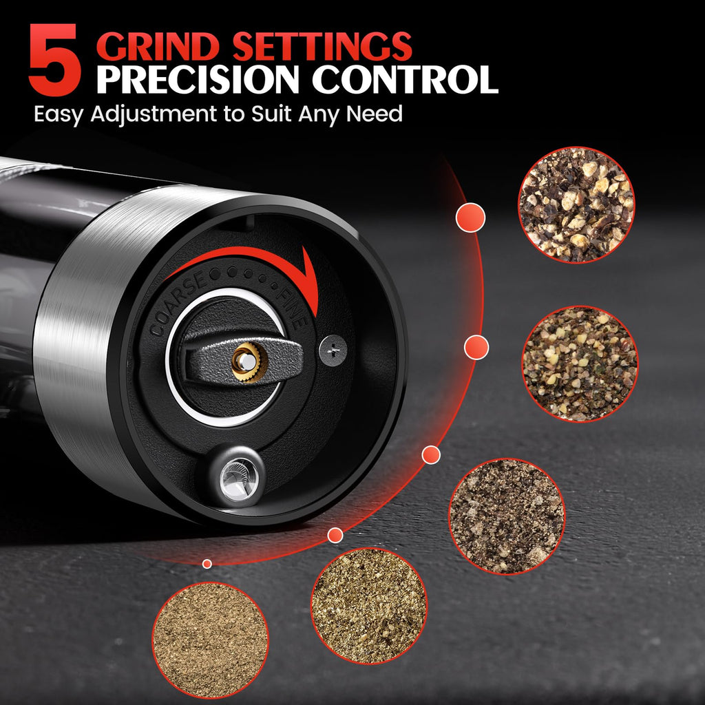 Electric Salt and Pepper Grinder Set Automatic Battery Pepper Mill Shakers Adjustable Coarseness Upgraded Larger Capacity with Led Home and Kitchen Appliances Birthday Gifts for Women Men