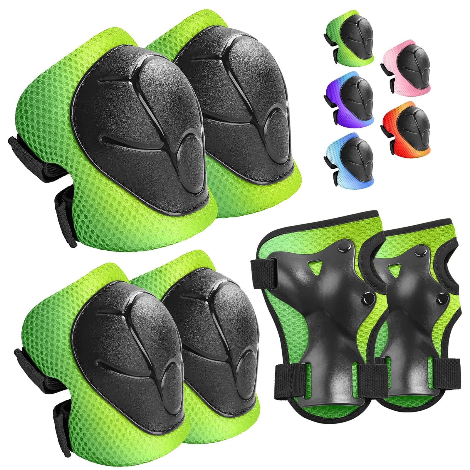 Wemfg Kids Protective Gear Set Knee Pads for Kids 3-14 Years Toddler Knee and Elbow Pads with Wrist Guards 3 in 1 for Skating Cycling Bike Rollerblading Scooter