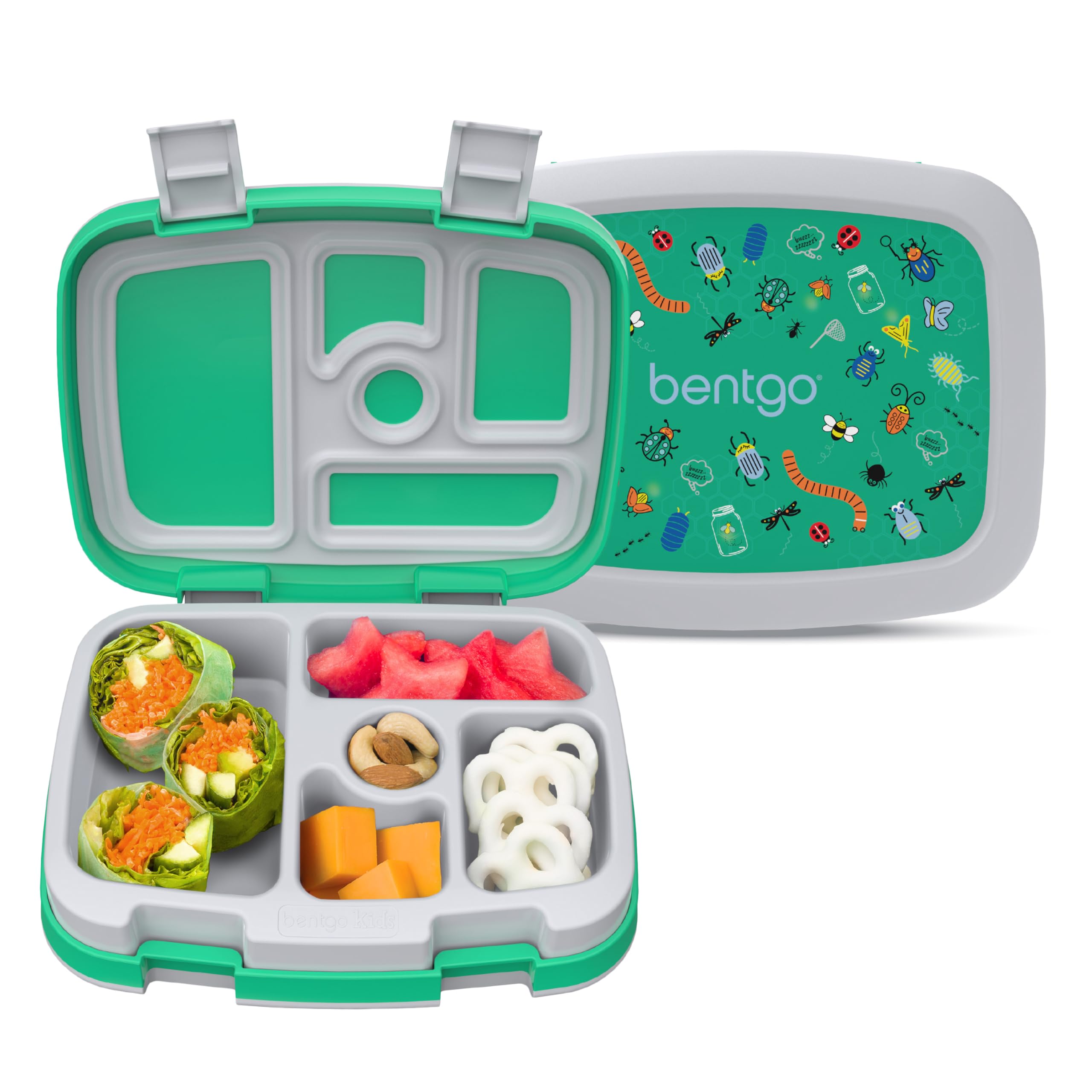 Bentgo Kids Prints Leak-Proof, 5-Compartment Bento-Style Kids Lunch Box - Ideal Portion Sizes for Ages 3-7, Durable, Drop-Proof, Dishwasher Safe, & PFAS & BPA-Free Materials (Unicorn)
