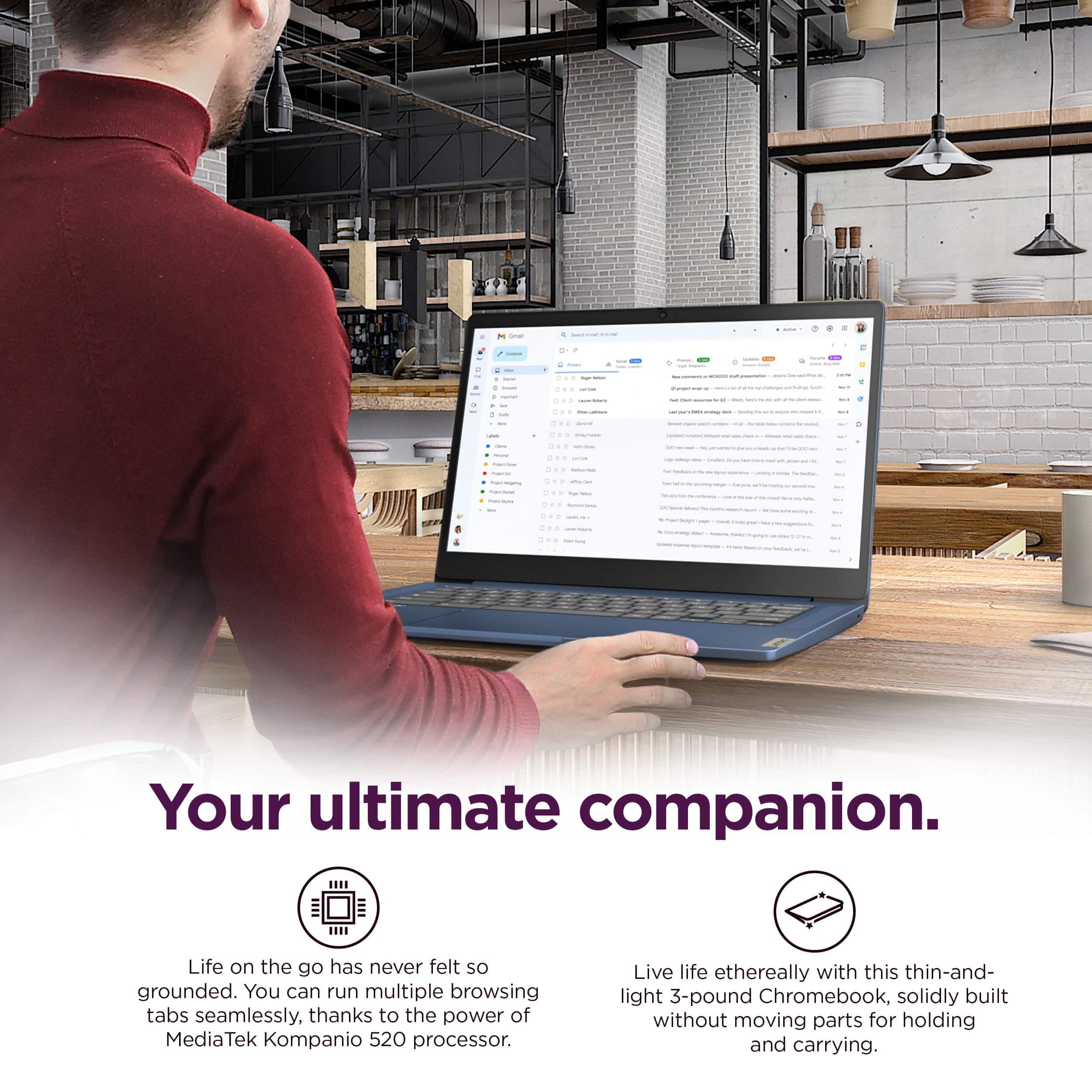 Lenovo IdeaPad 3i Chromebook, 15.6” FHD Display, Intel Celeron N4500, 8GB RAM, 64GB eMMC, 1920x1080 px, 720p Camera, Chrome OS, Abyss Blue