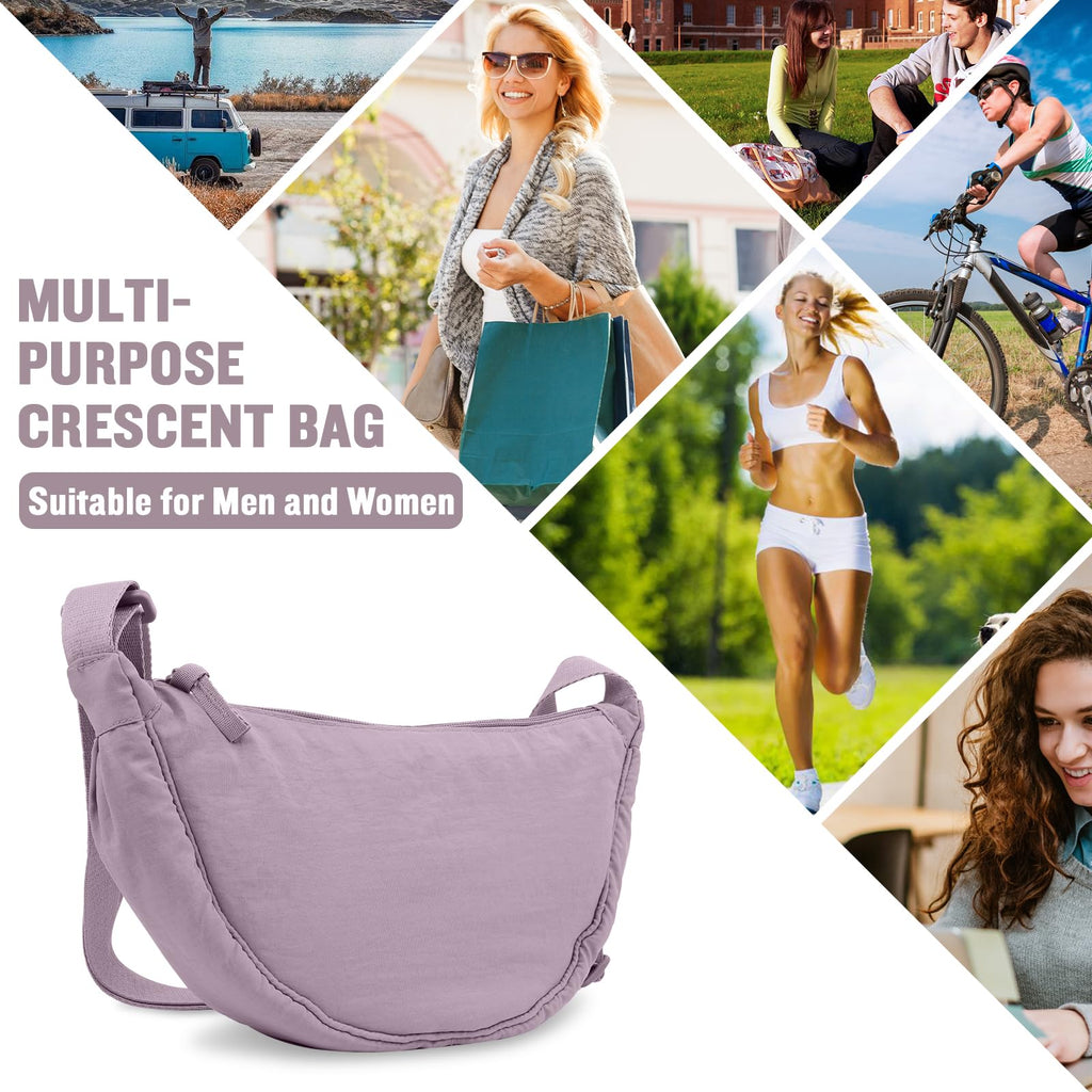 Nylon Crescent Crossbody Bag for Women Purses Trendy Men,Small Travel Sling Bag Hobo