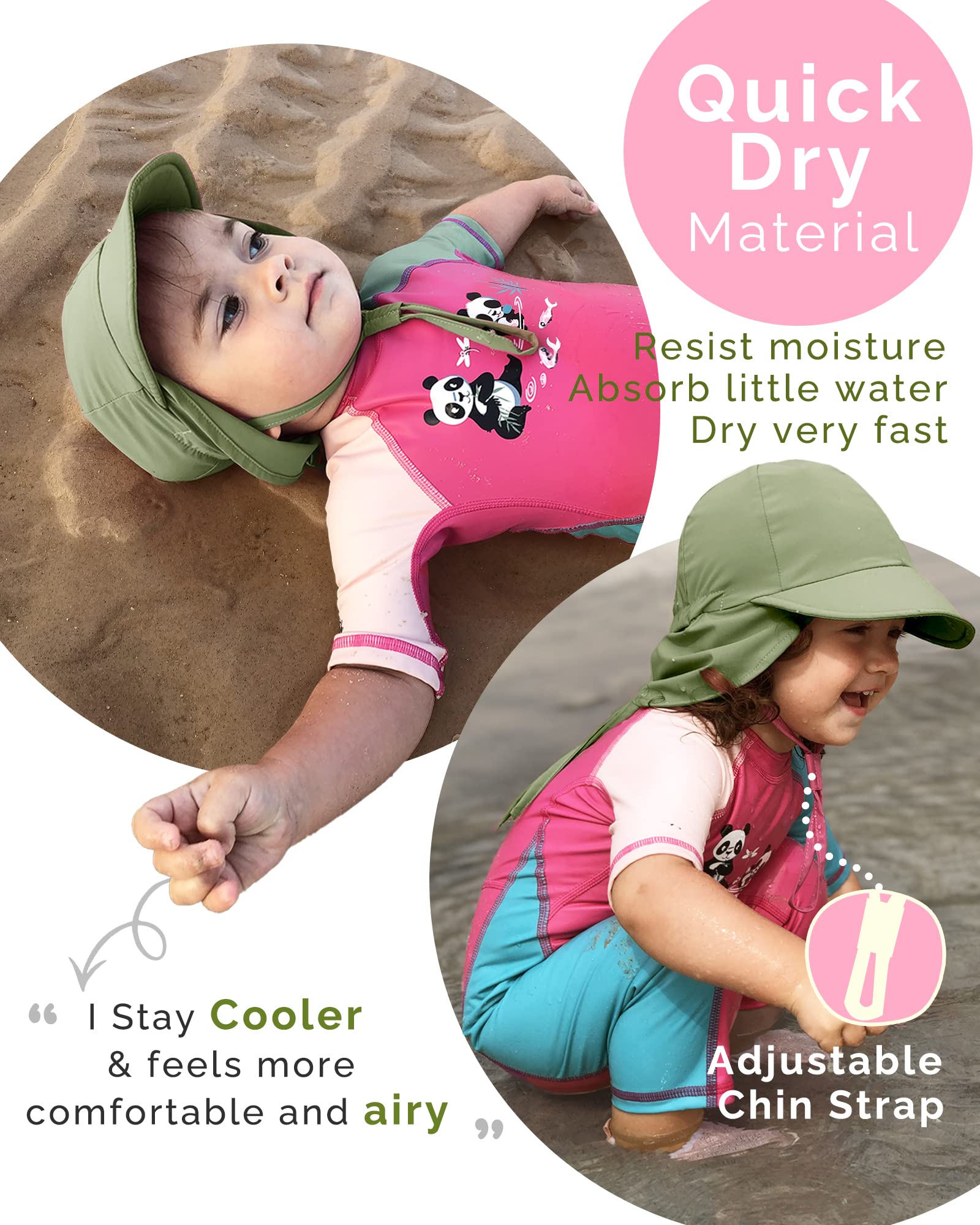 FURTALK Baby Sun Hat with Neck Flap UPF 50+ Adjustable Baby Boys Girls Summer Beach Hat for Traveling Swim Hat