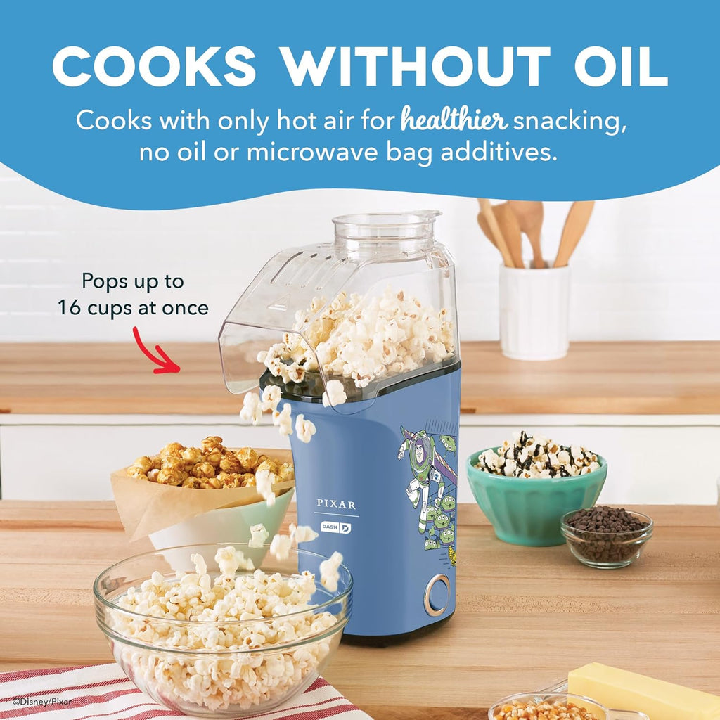 DASH Fresh Pop Popcorn Maker - Oil-Free, Air Popcorn Popper - With Measuring Cup & Recipe Guide - Perfect for Movie Nights - 16 Cups, Aqua