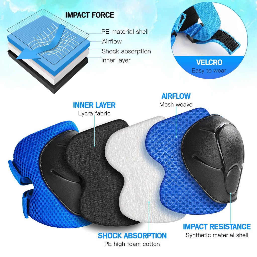 Wemfg Kids Protective Gear Set Knee Pads for Kids 3-14 Years Toddler Knee and Elbow Pads with Wrist Guards 3 in 1 for Skating Cycling Bike Rollerblading Scooter