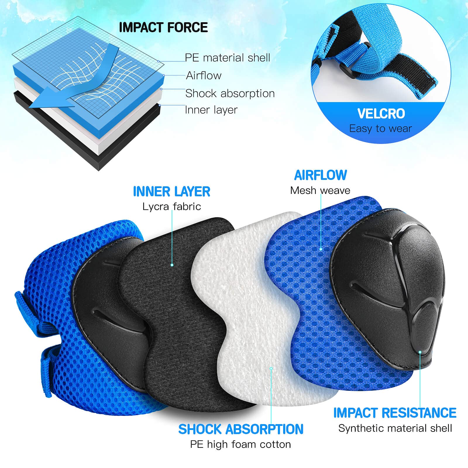 Wemfg Kids Protective Gear Set Knee Pads for Kids 3-14 Years Toddler Knee and Elbow Pads with Wrist Guards 3 in 1 for Skating Cycling Bike Rollerblading Scooter