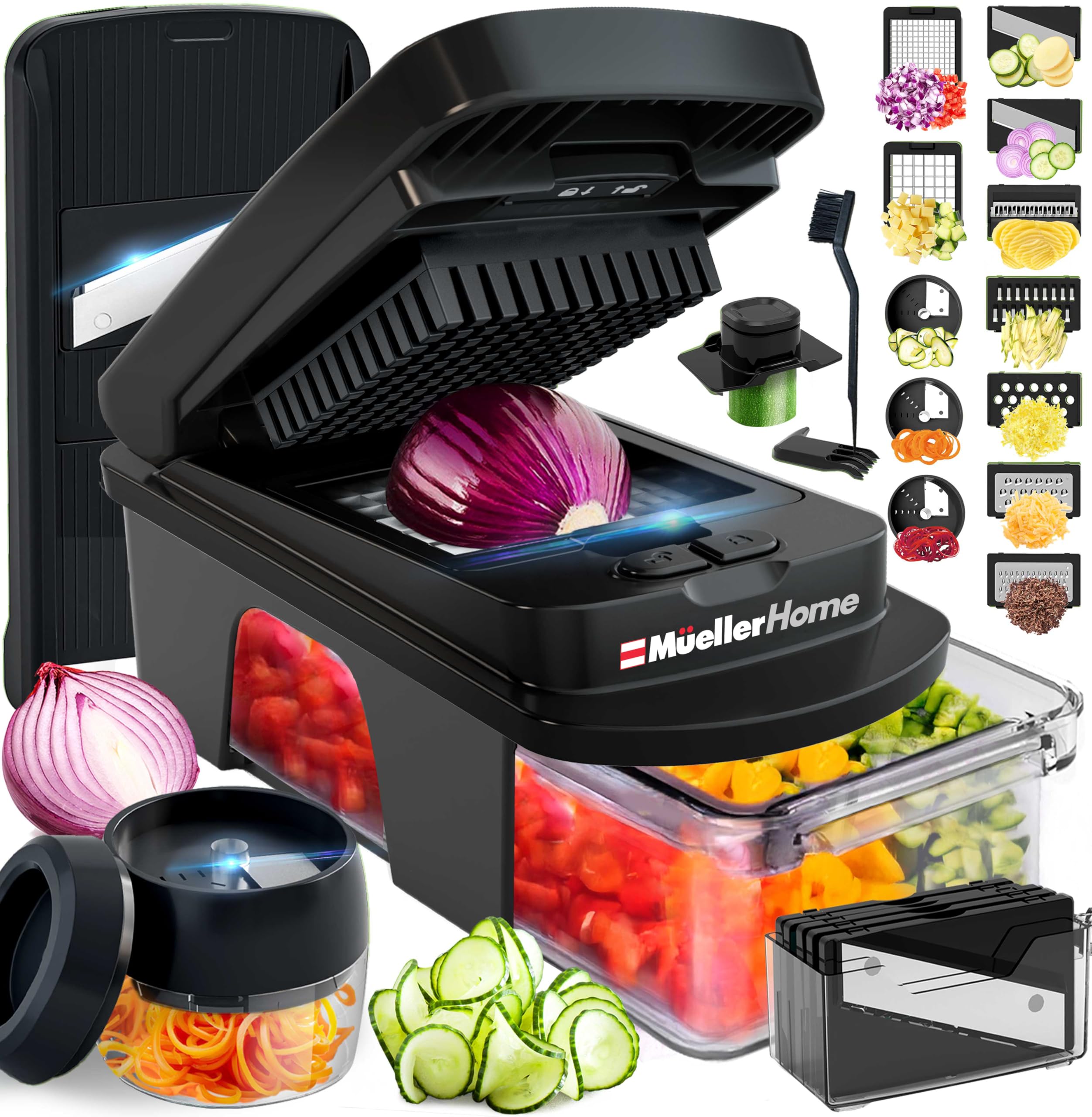 Mueller The Real Original Pro Chopper since 2013 Vegetable Chopper Mandoline Slicer, 8 Blade Food Veggie Chopper Onion Vegetable Cutter with Container, Kitchen Gadgets & Essentials, (10 in 1)