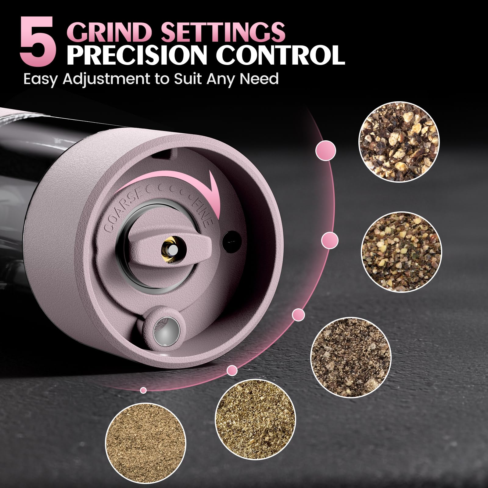 Electric Salt and Pepper Grinder Set Automatic Battery Pepper Mill Shakers Adjustable Coarseness Upgraded Larger Capacity with Led Home and Kitchen Appliances Birthday Gifts for Women Men