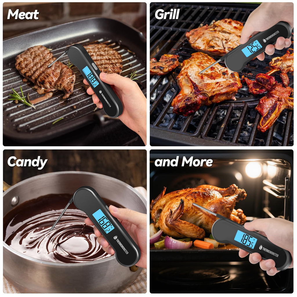 0.5 Sec Instant Read Meat Thermometer Digital with ±0.5℉ Precision, Food Thermometer for Cooking Kitchen Gadgets, Oven Grill Candy BBQ Essentials Accessories, Gifts for Him Dad Men Birthday, Red