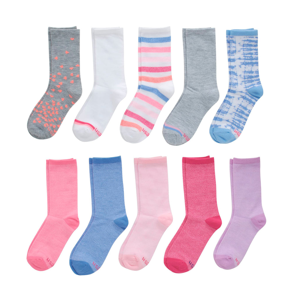 Hanes Girls' Socks, Fashion Patterned Soft Socks, No Show, Ankle, and Crew, 12-pair Packs