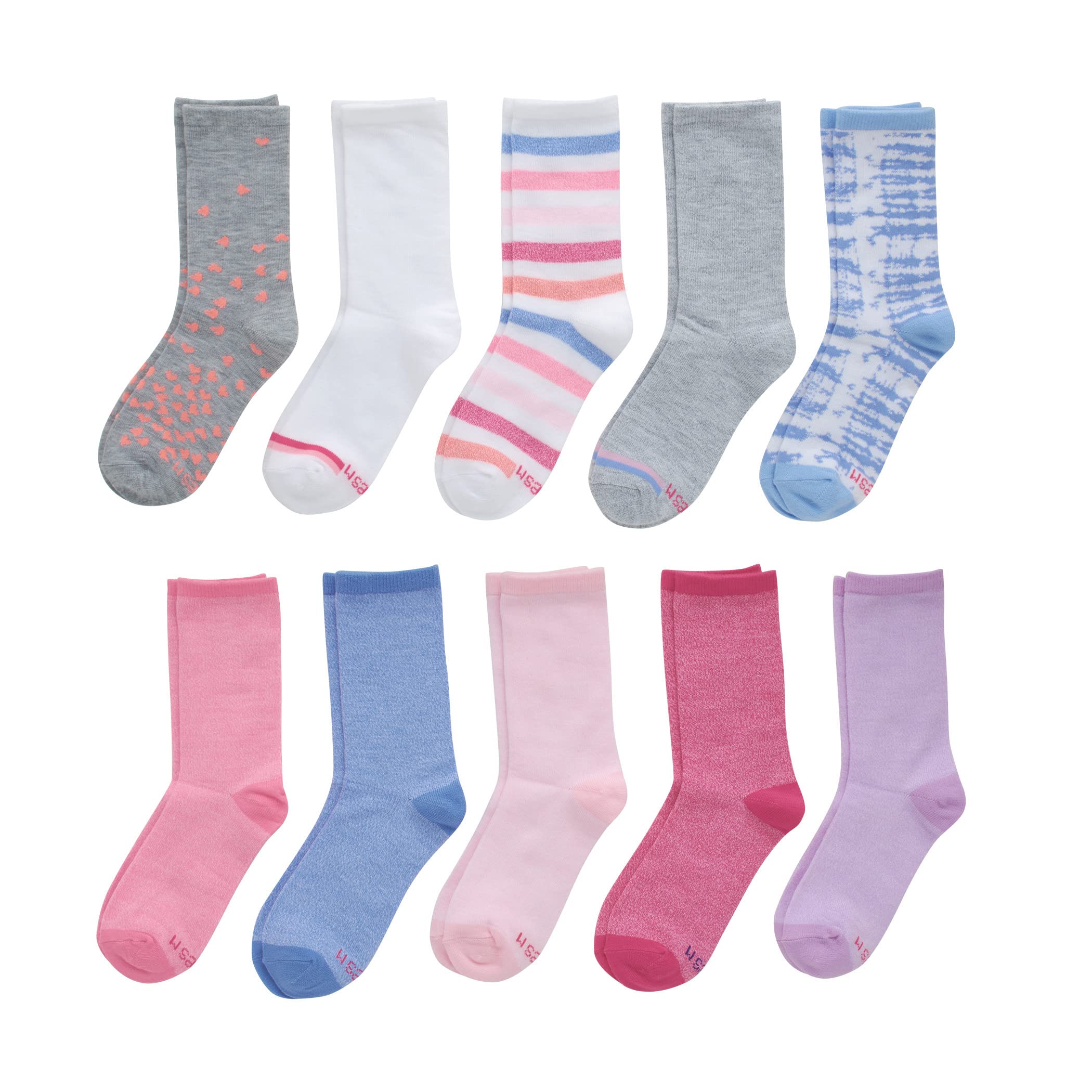 Hanes Girls' Socks, Fashion Patterned Soft Socks, No Show, Ankle, and Crew, 12-pair Packs
