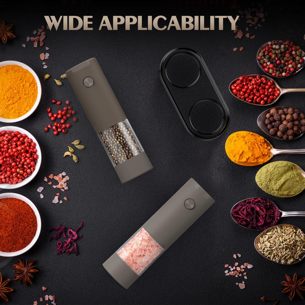 Electric Salt and Pepper Grinder Set Automatic Battery Pepper Mill Shakers Adjustable Coarseness Upgraded Larger Capacity with Led Home and Kitchen Appliances Birthday Gifts for Women Men