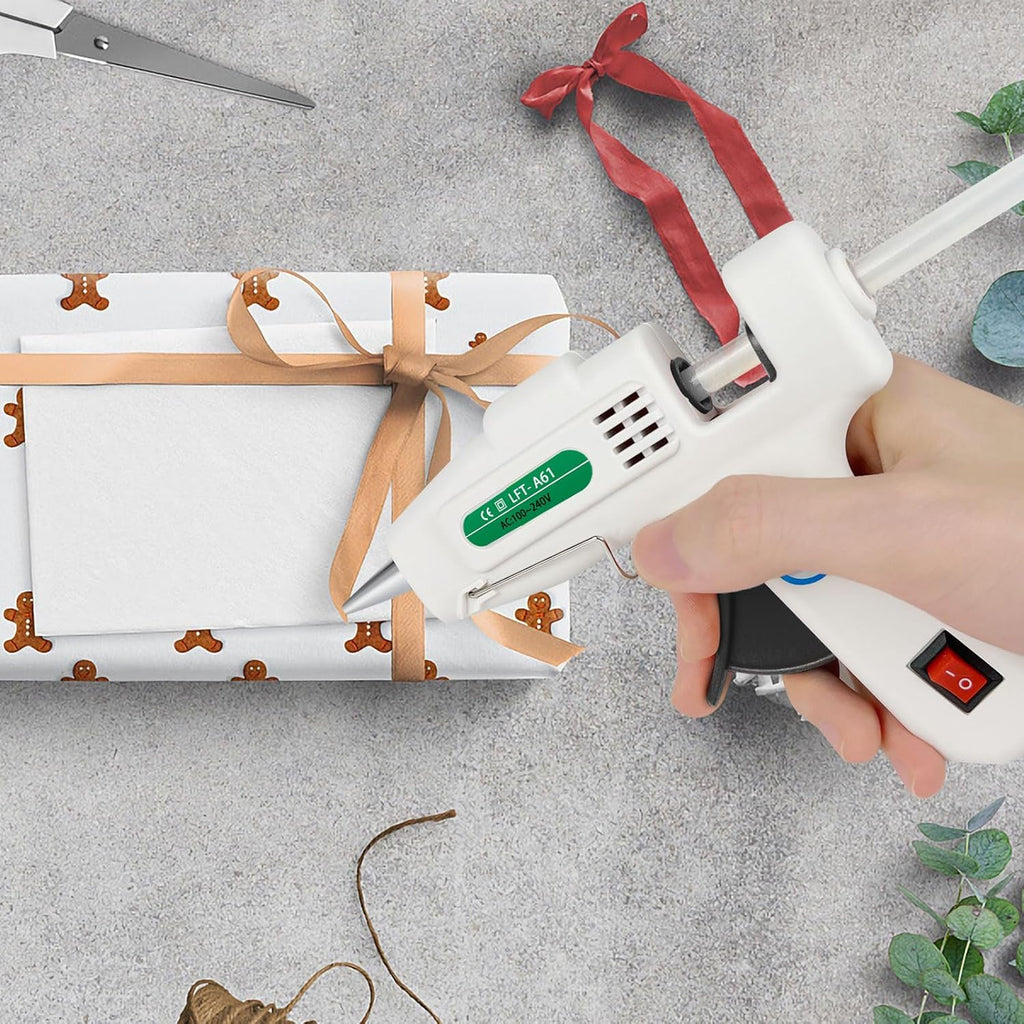 SHJADE Hot Glue Gun with 30 Glue Sticks, 20W Mini Hot Melt Gun Kit(White) | Fast Preheating, Ideal for School Crafts, DIY Arts, and Quick Home Repairs, Compact, Suitable for 0.27" Glue Sticks
