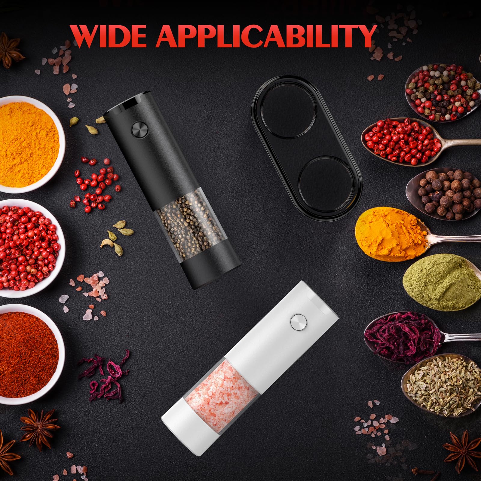 Electric Salt and Pepper Grinder Set Automatic Battery Pepper Mill Shakers Adjustable Coarseness Upgraded Larger Capacity with Led Home and Kitchen Appliances Birthday Gifts for Women Men