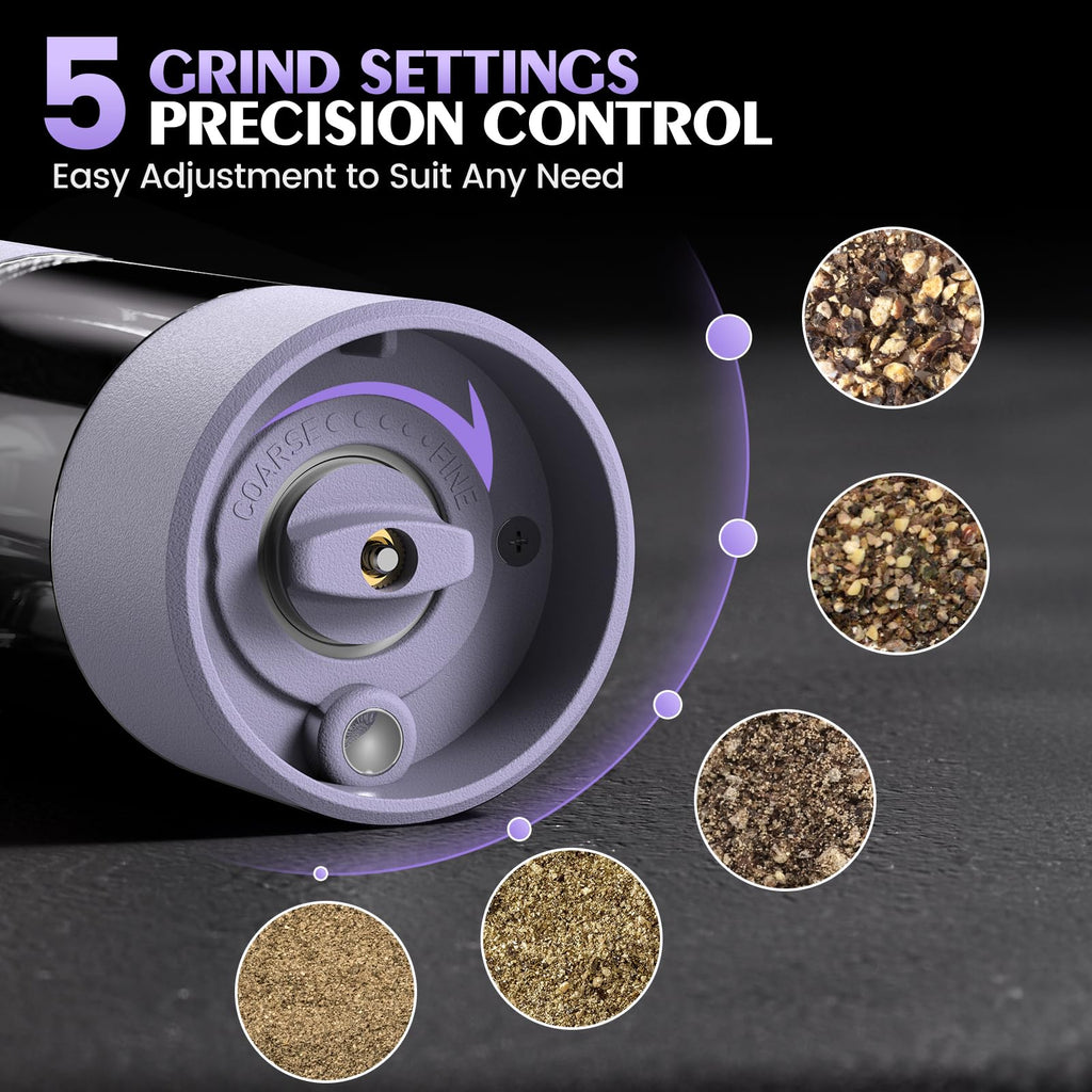 Electric Salt and Pepper Grinder Set Automatic Battery Pepper Mill Shakers Adjustable Coarseness Upgraded Larger Capacity with Led Home and Kitchen Appliances Birthday Gifts for Women Men