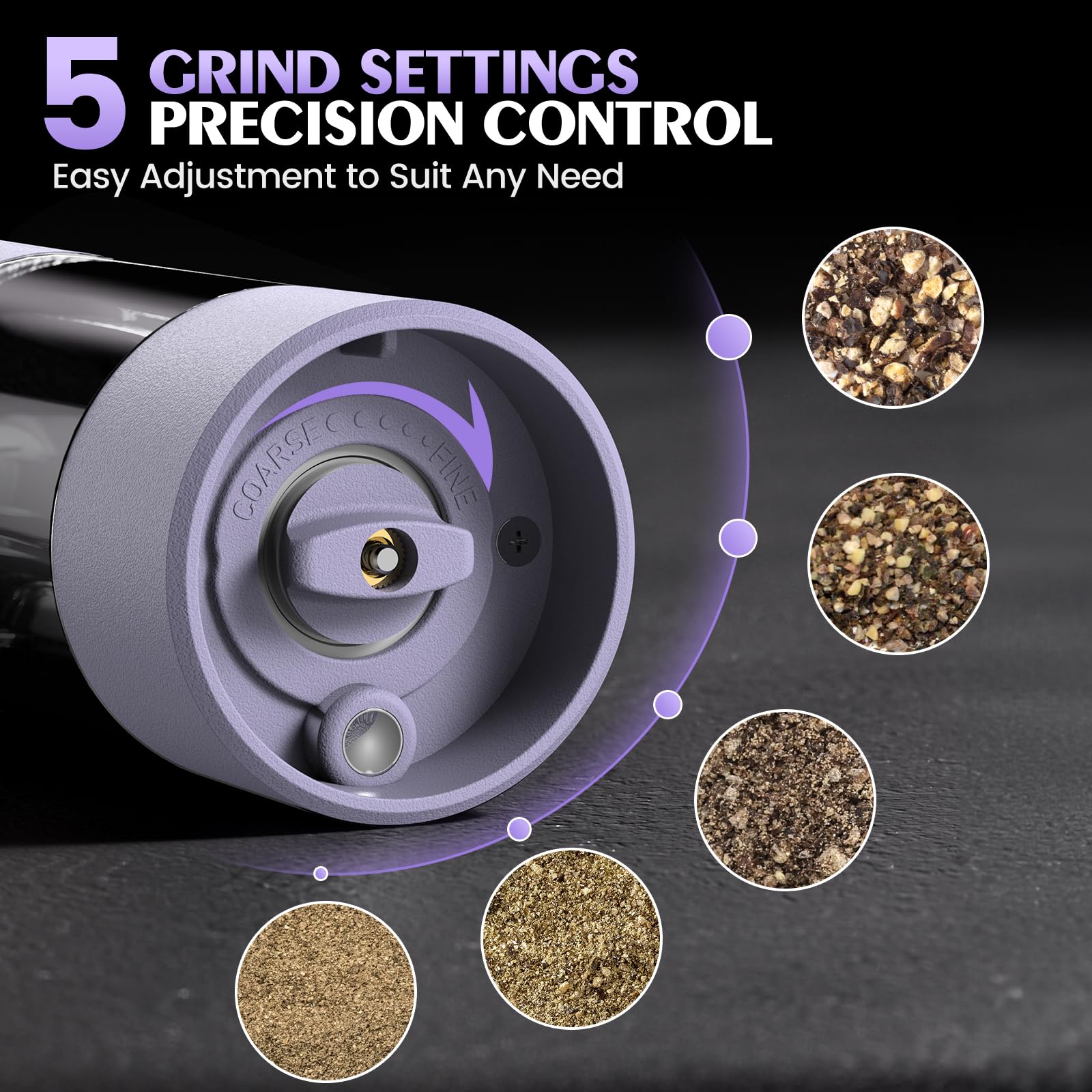 Electric Salt and Pepper Grinder Set Automatic Battery Pepper Mill Shakers Adjustable Coarseness Upgraded Larger Capacity with Led Home and Kitchen Appliances Birthday Gifts for Women Men
