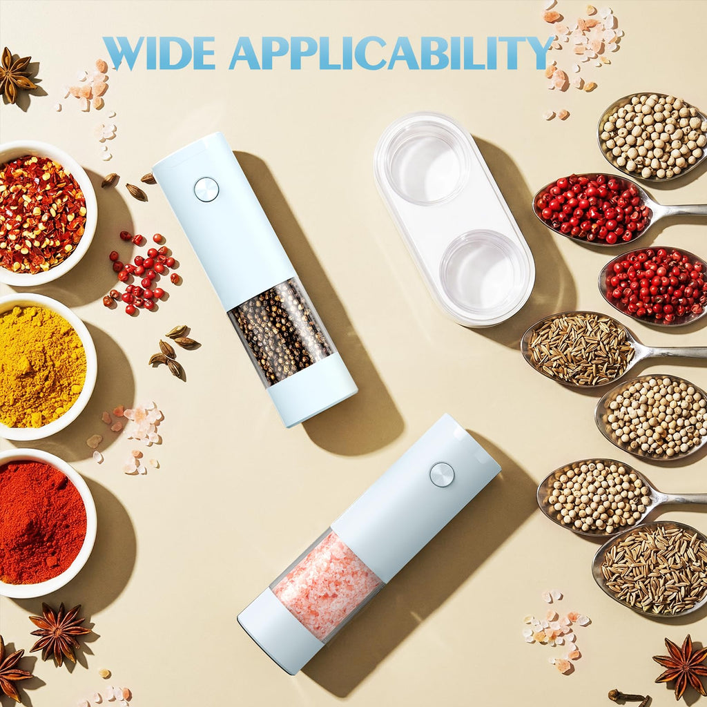 Electric Salt and Pepper Grinder Set Automatic Battery Pepper Mill Shakers Adjustable Coarseness Upgraded Larger Capacity with Led Home and Kitchen Appliances Birthday Gifts for Women Men