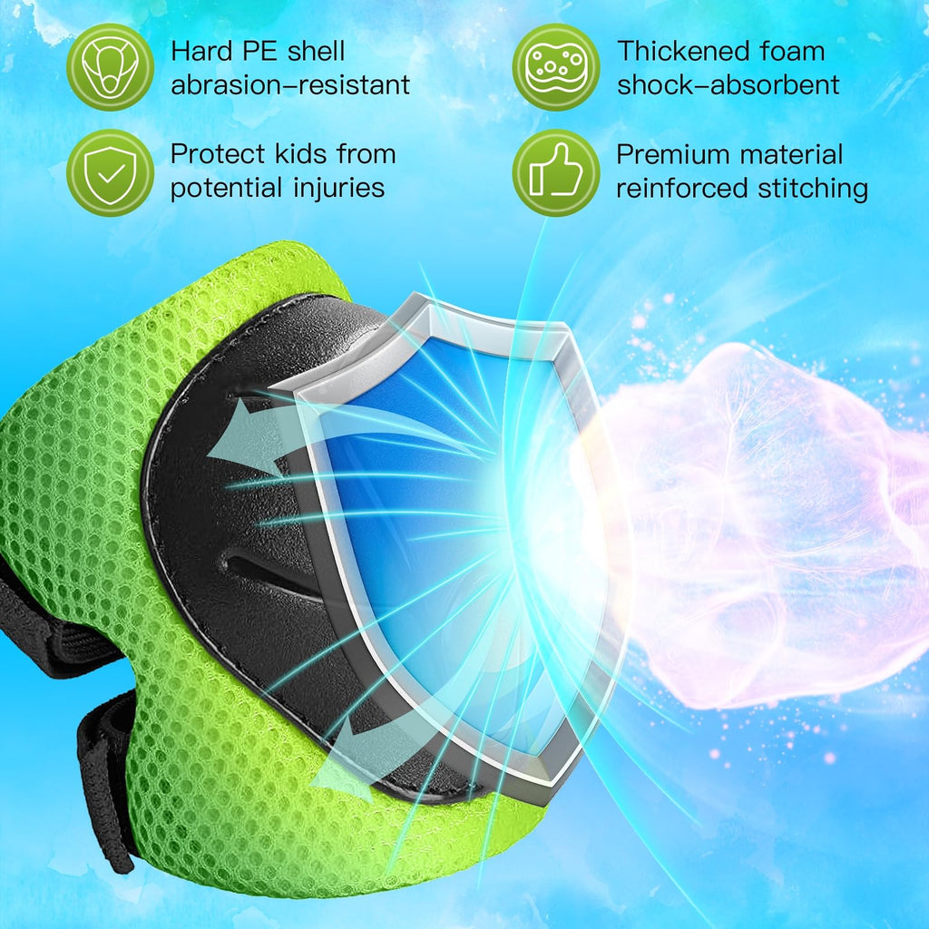 Wemfg Kids Protective Gear Set Knee Pads for Kids 3-14 Years Toddler Knee and Elbow Pads with Wrist Guards 3 in 1 for Skating Cycling Bike Rollerblading Scooter