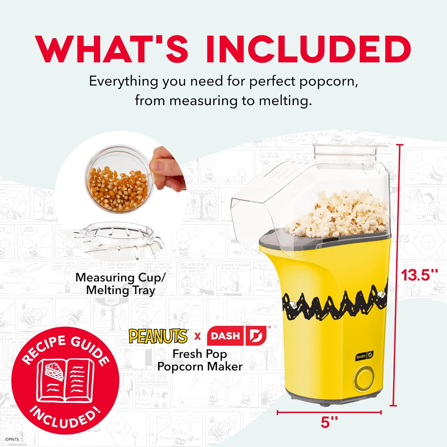DASH Fresh Pop Popcorn Maker - Oil-Free, Air Popcorn Popper - With Measuring Cup & Recipe Guide - Perfect for Movie Nights - 16 Cups, Aqua