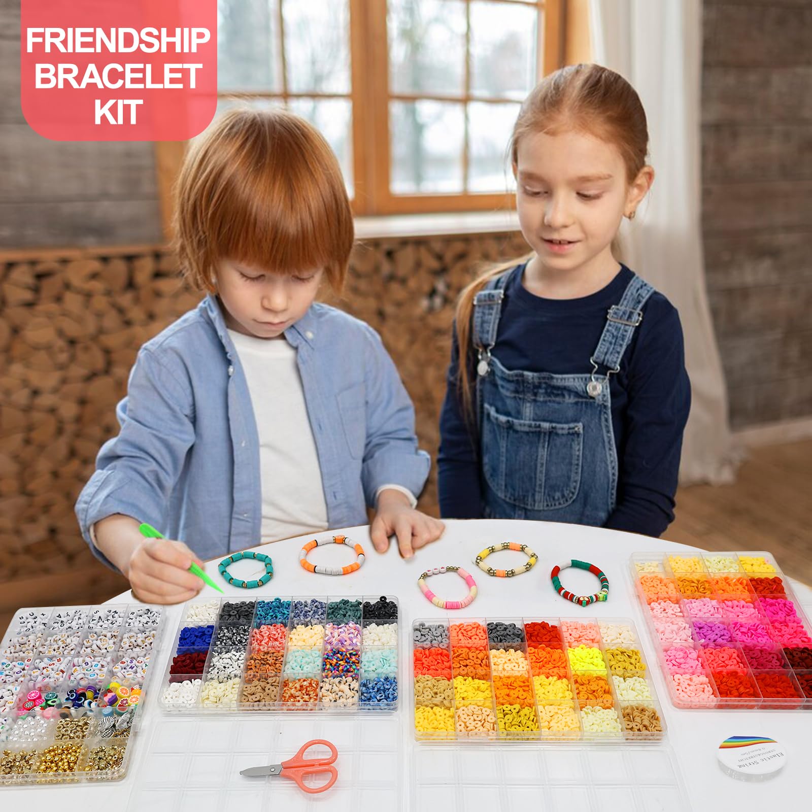 Redtwo 5100 Clay Beads Bracelet Making Kit, Flat Preppy Beads for Friendship Jewelry Making,Polymer Heishi Beads with Charms Gifts for Teen Girls Crafts for Girls Ages 8-12