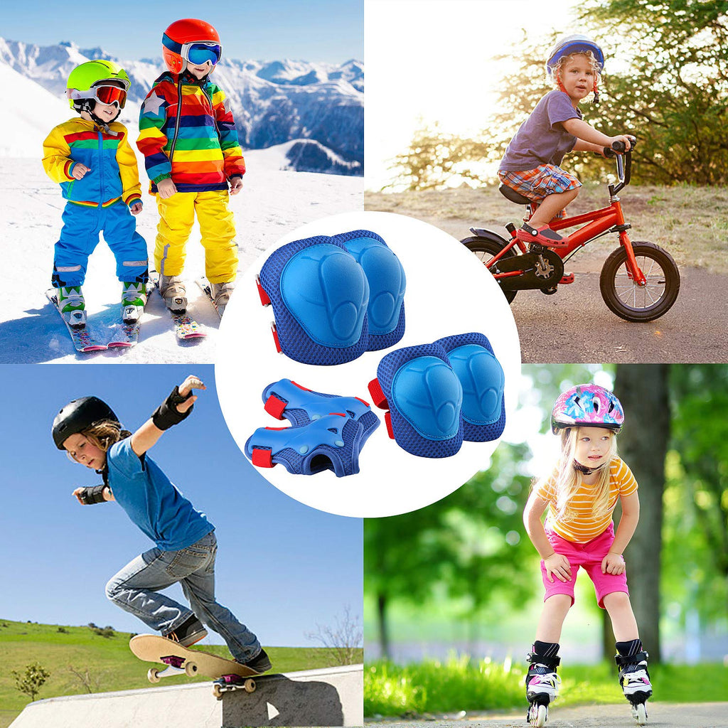 Wemfg Kids Protective Gear Set Knee Pads for Kids 3-14 Years Toddler Knee and Elbow Pads with Wrist Guards 3 in 1 for Skating Cycling Bike Rollerblading Scooter