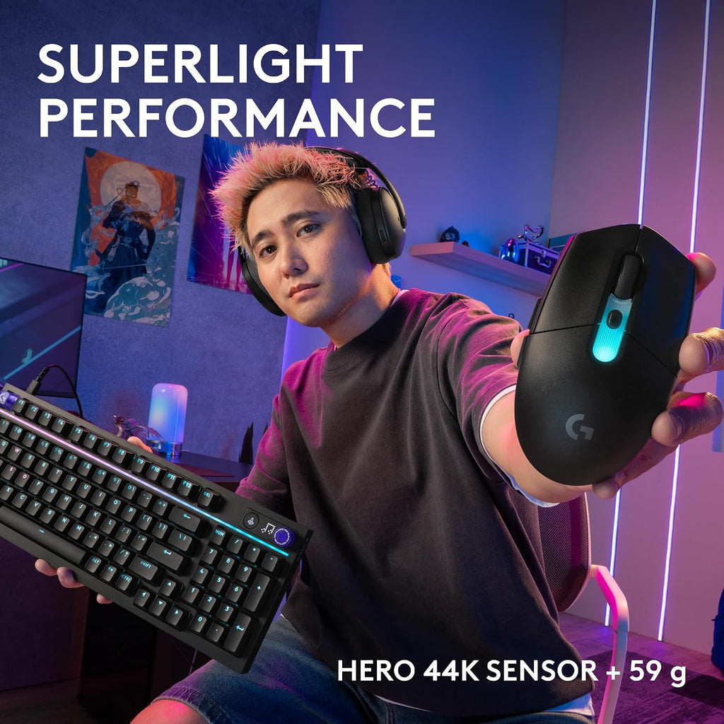 Logitech G305 Lightspeed Wireless Gaming Mouse, Hero Sensor, 12,000 DPI, Lightweight, 6 Programmable Buttons, 250h Battery, On-Board Memory, Compatible with PC, Mac - Black