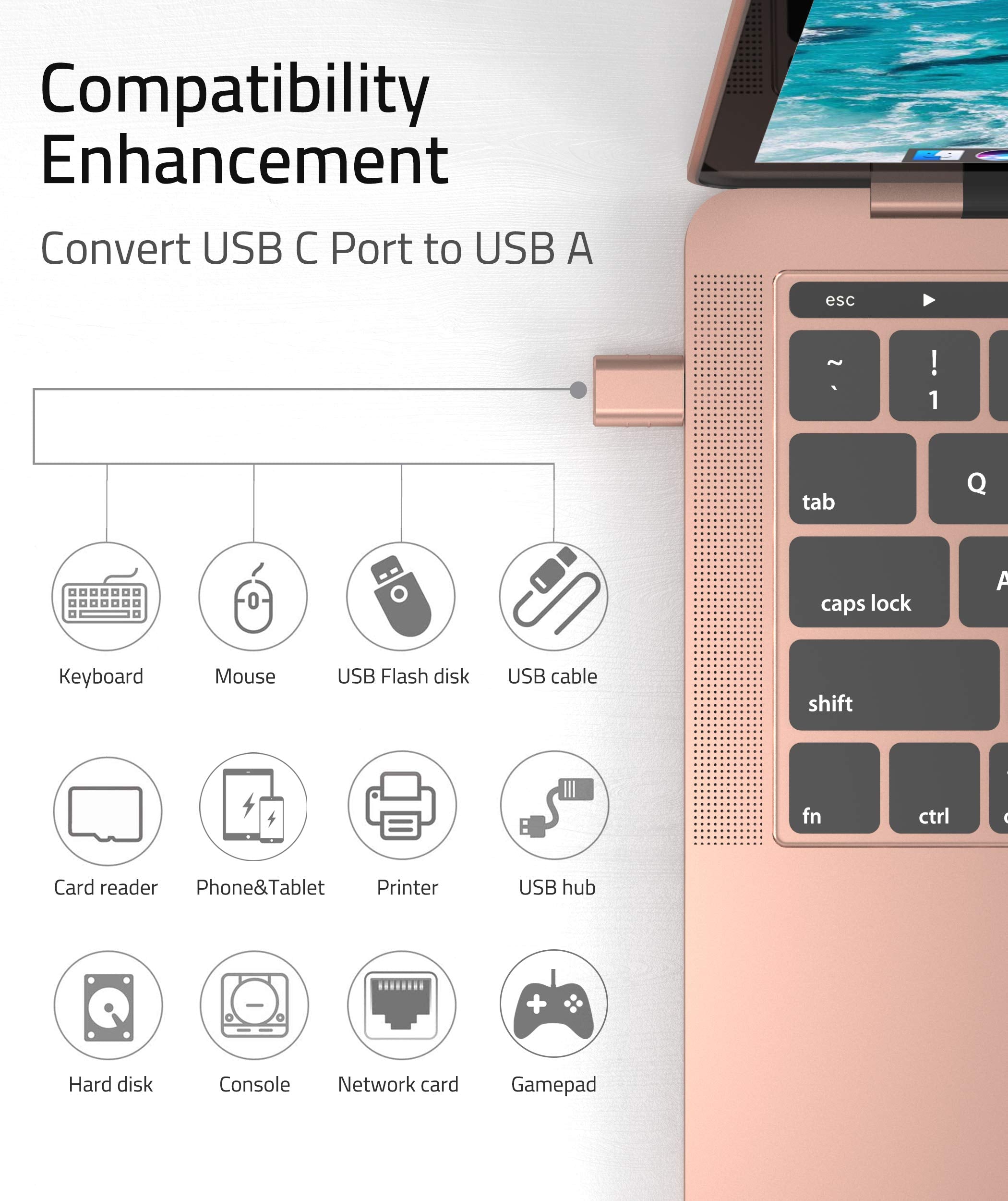 Syntech USB C to USB Adapter Pack of 2, USB 3.0 Female to Thunderbolt 4/3 Adapter Compatible with MacBook Pro Air 2024, Surface, iPad, iPhone, Galaxy Notebook, XPS and More Type C Devices, Space Grey