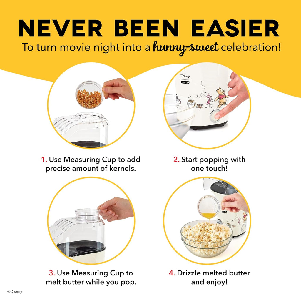 DASH Fresh Pop Popcorn Maker - Oil-Free, Air Popcorn Popper - With Measuring Cup & Recipe Guide - Perfect for Movie Nights - 16 Cups, Aqua