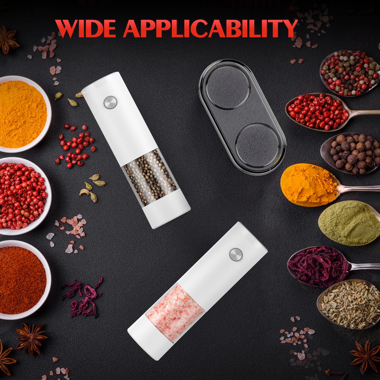 Electric Salt and Pepper Grinder Set Automatic Battery Pepper Mill Shakers Adjustable Coarseness Upgraded Larger Capacity with Led Home and Kitchen Appliances Birthday Gifts for Women Men