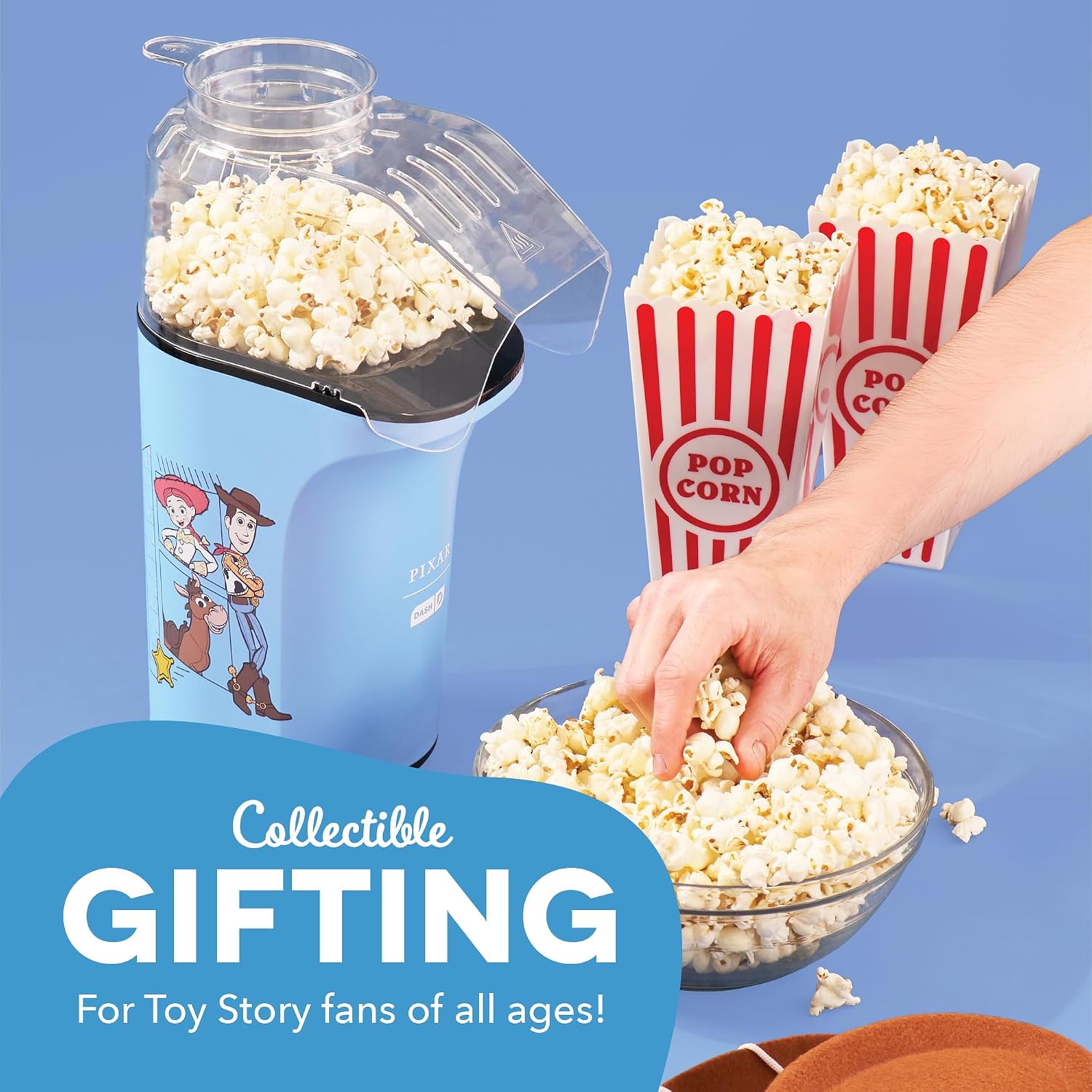 DASH Fresh Pop Popcorn Maker - Oil-Free, Air Popcorn Popper - With Measuring Cup & Recipe Guide - Perfect for Movie Nights - 16 Cups, Aqua