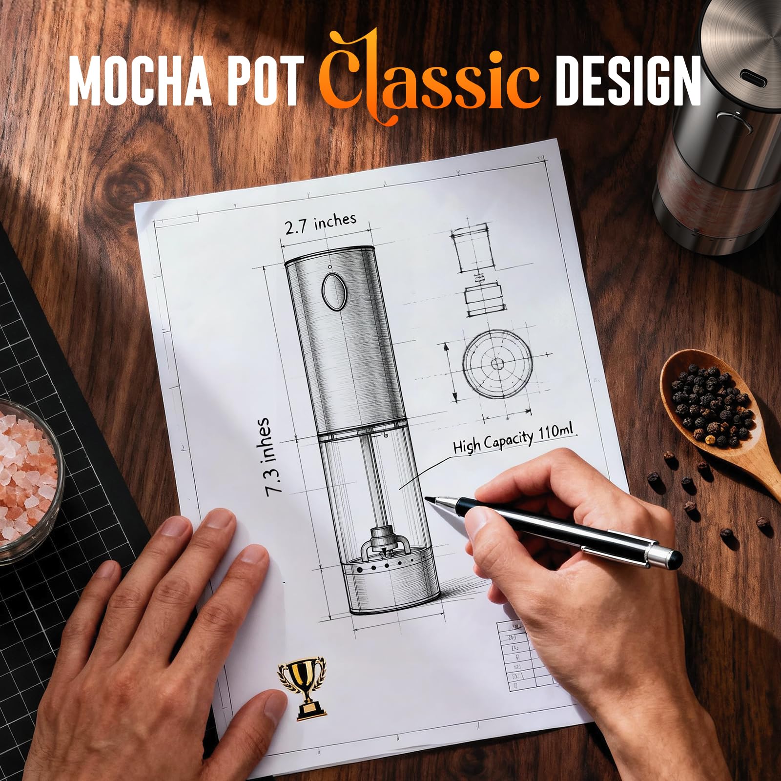 Electric Salt and Pepper Grinder Set Automatic Battery Pepper Mill Shakers Adjustable Coarseness Upgraded Larger Capacity with Led Home and Kitchen Appliances Birthday Gifts for Women Men