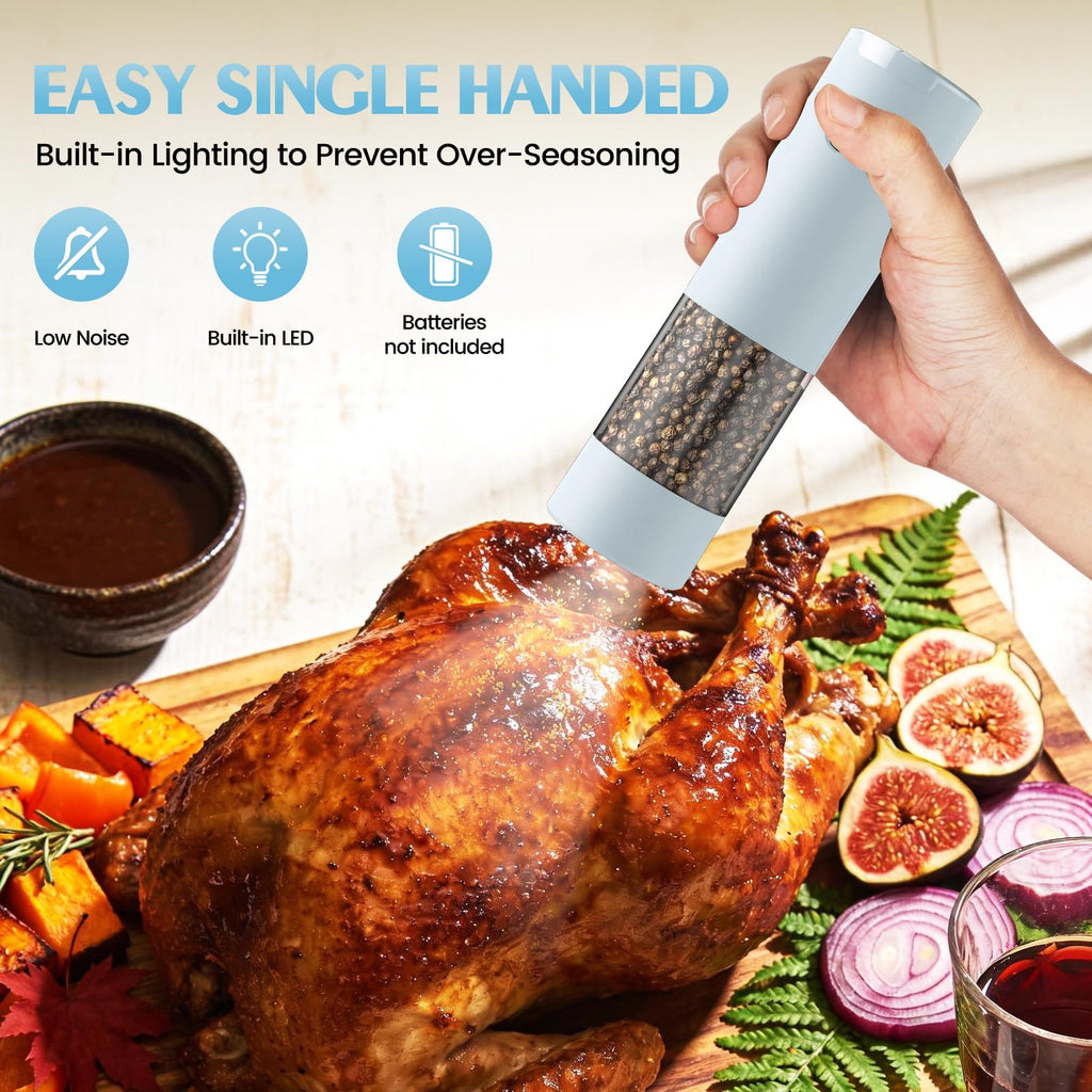 Electric Salt and Pepper Grinder Set Automatic Battery Pepper Mill Shakers Adjustable Coarseness Upgraded Larger Capacity with Led Home and Kitchen Appliances Birthday Gifts for Women Men
