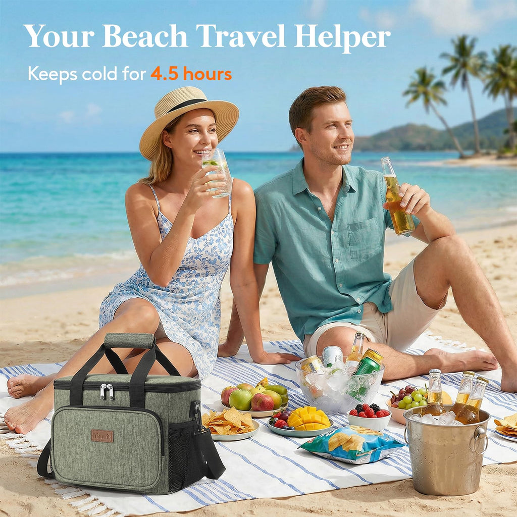 Lifewit Medium Lunch Bag, Insulated Lunch Box, Soft Cooler Cooling Tote for Adult Men Women, Black 12-Can (9L)