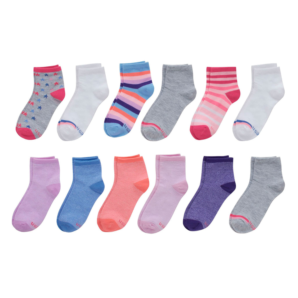 Hanes Girls' Socks, Fashion Patterned Soft Socks, No Show, Ankle, and Crew, 12-pair Packs