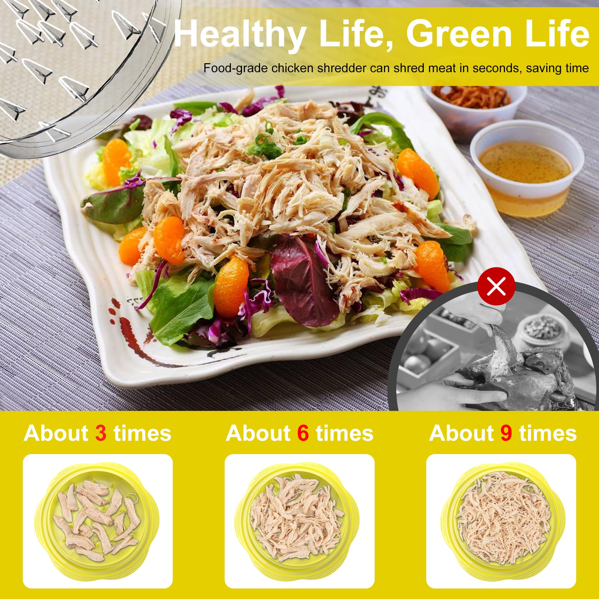 SURETIVIAN Chicken Shredder Tool Twist Large Chicken Breast Shredder with Brush&Fork, Visible Meat Shredder Machine, Strong Anti-Slip Strip, Ergonomic Handle, BPA Free, Suitable for Pork Beef Chicken