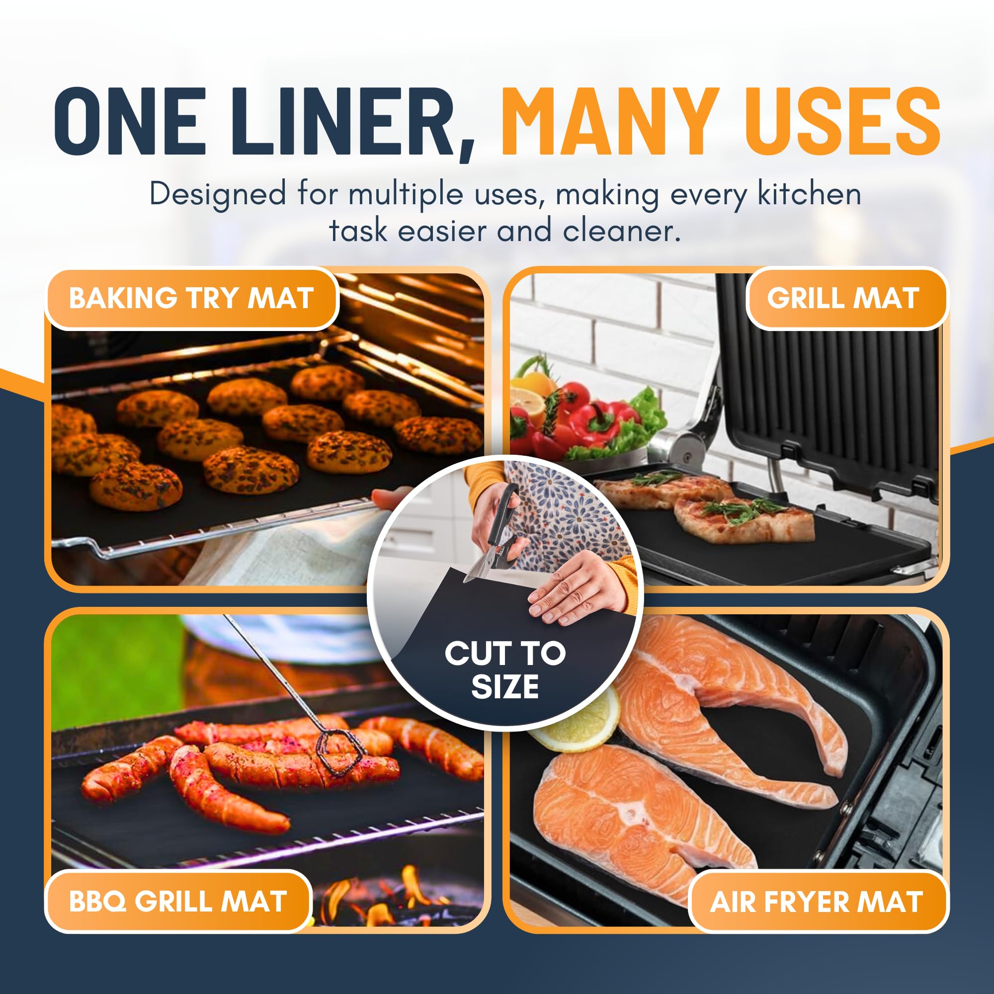 Oven Liners for Bottom of Oven - 2 Pack Large Heavy Duty Mats, 17”x25” Non-Stick Reusable Liner for Electric, Gas, Toaster Ovens, Grills - BPA & PFOA Free Kitchen Accessory to Keep Oven Clean (Black)