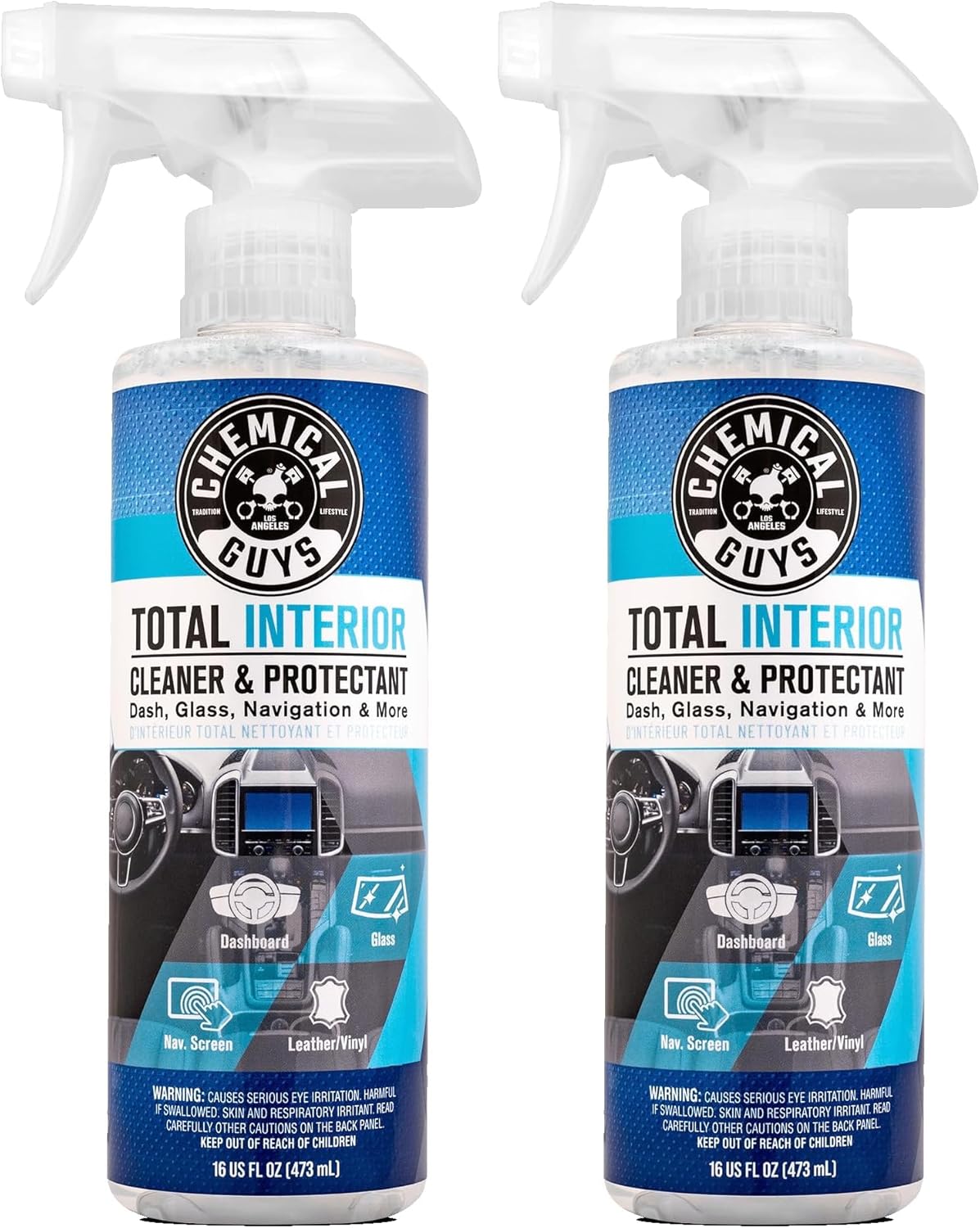 Chemical Guys Total Interior Cleaner & Protectant Interior Cleaner, Cleans & Protects Leather, Vinyl, Plastic, Rubber, Glass with a Streak-Free Finish — Cars, Trucks, SUVs, RVs, 16 oz