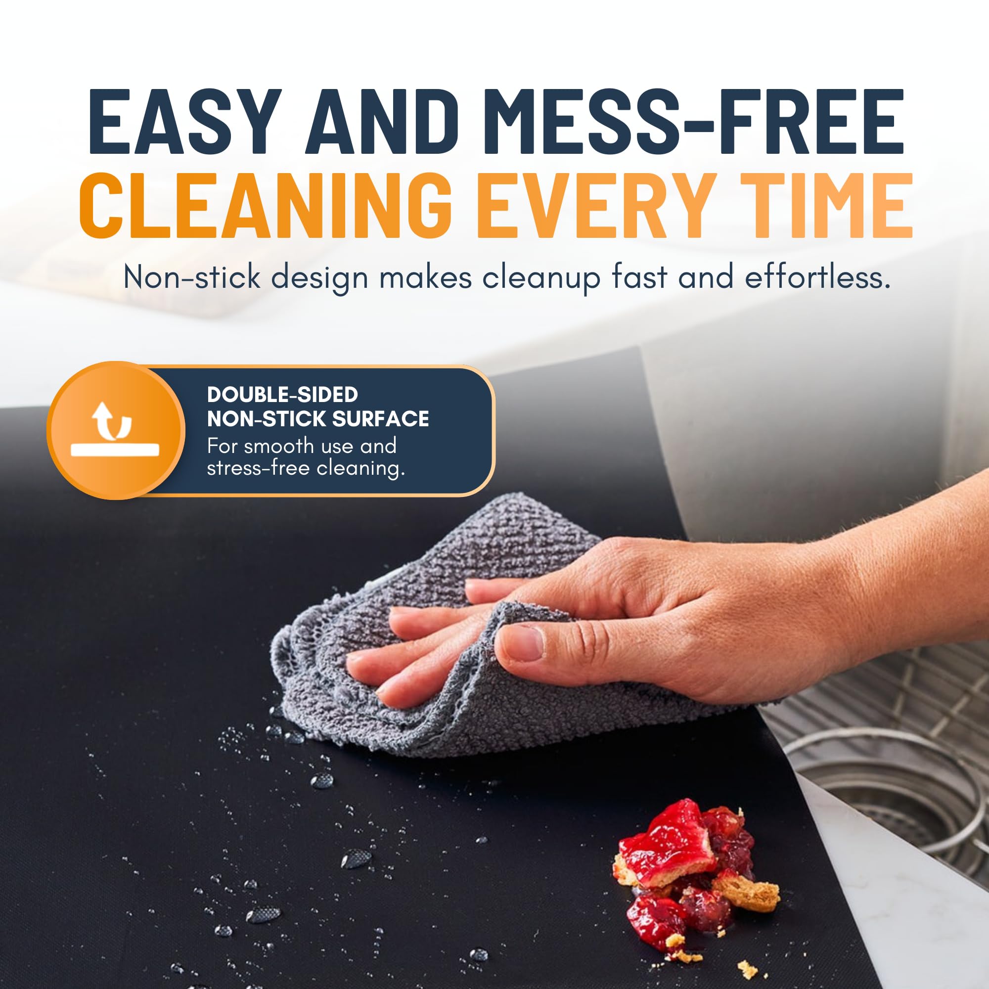 Oven Liners for Bottom of Oven - 2 Pack Large Heavy Duty Mats, 17”x25” Non-Stick Reusable Liner for Electric, Gas, Toaster Ovens, Grills - BPA & PFOA Free Kitchen Accessory to Keep Oven Clean (Black)