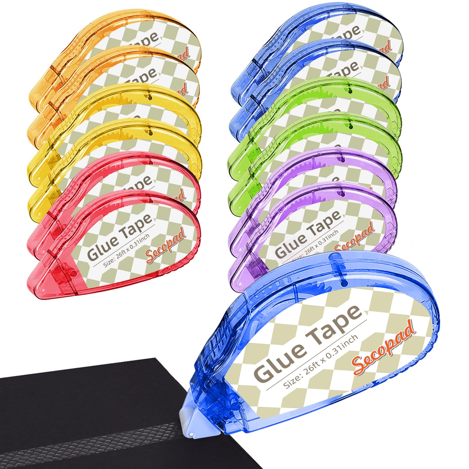 Secopad Scrapbook Tape, 4 Pack Double Sided Tape Roller for Crafts, Adhesive Glue Runner Scrapbooking Supplies Journaling School Office Teacher Supplies, 0.3IN x 26FT, Clear Light-Colored Shell