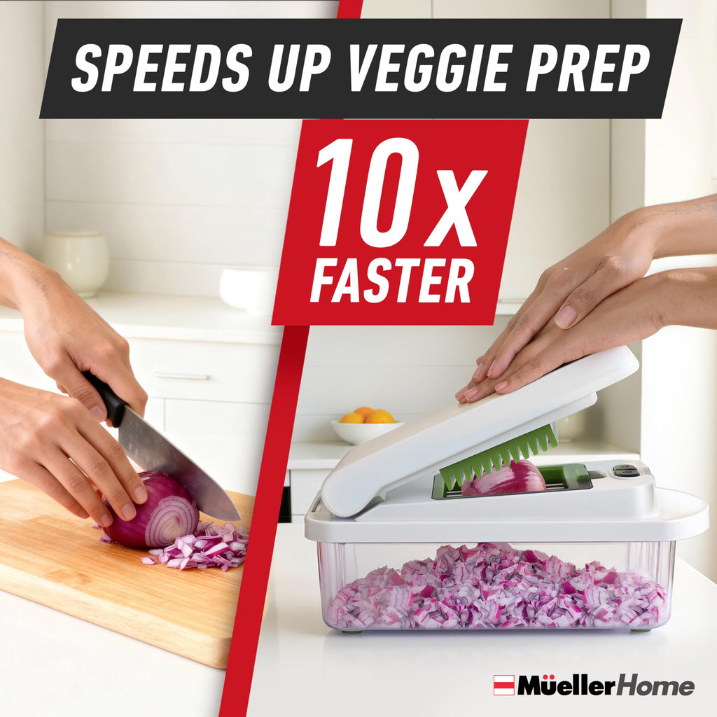 Mueller The Real Original Pro Chopper since 2013 Vegetable Chopper Mandoline Slicer, 8 Blade Food Veggie Chopper Onion Vegetable Cutter with Container, Kitchen Gadgets & Essentials, (10 in 1)